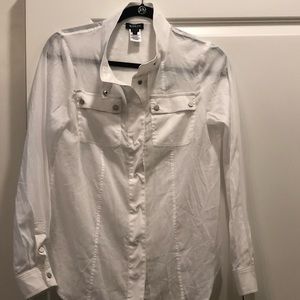 Optic White Cotton Voile Safari Shirt